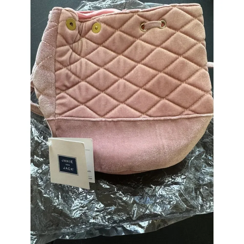 New - Janie and Jack ~  Blush Pink Velvet Quilted Backpack